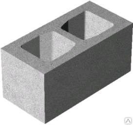 Камень бетонный рядовой 190х190х390 мм, серый