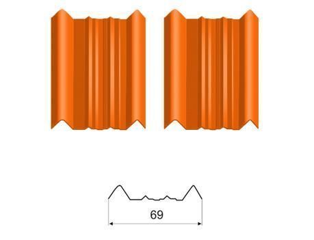 Металлический штакетник ШТ-69 2004 оранжевый
