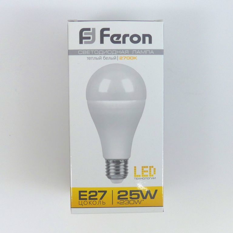 Лампа светодиодная LED 25вт А60 теплая 230в Feron