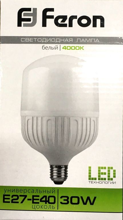 Лампа светодиодная LED 30вт Е27/Е40 белый (LB-65) Feron