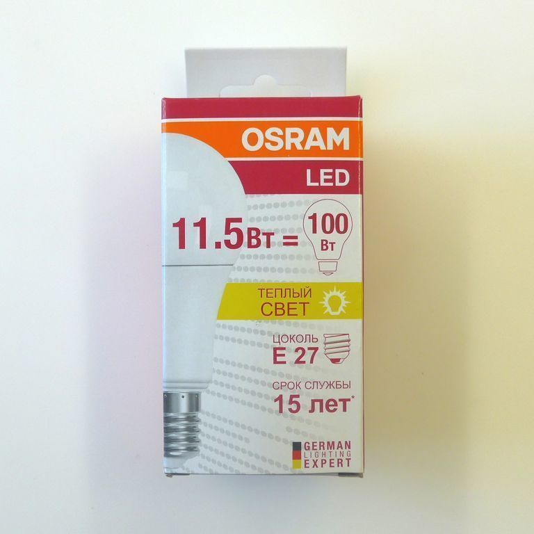 Лампа светодиодная LED 14 вт А60 Е27 230в теплая Osram