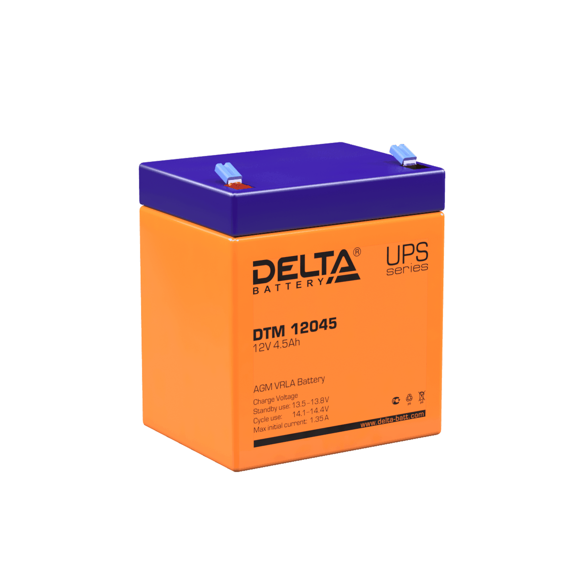 Аккумуляторная батарея 12-4,5 (12В, 4,5Ач) Delta DTM 12045
