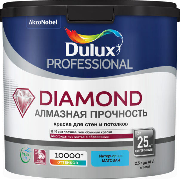 Dulux PROF DIAMOND MATT bs BC 2.25 л. краска матовая 5183584 новый арт 5717517