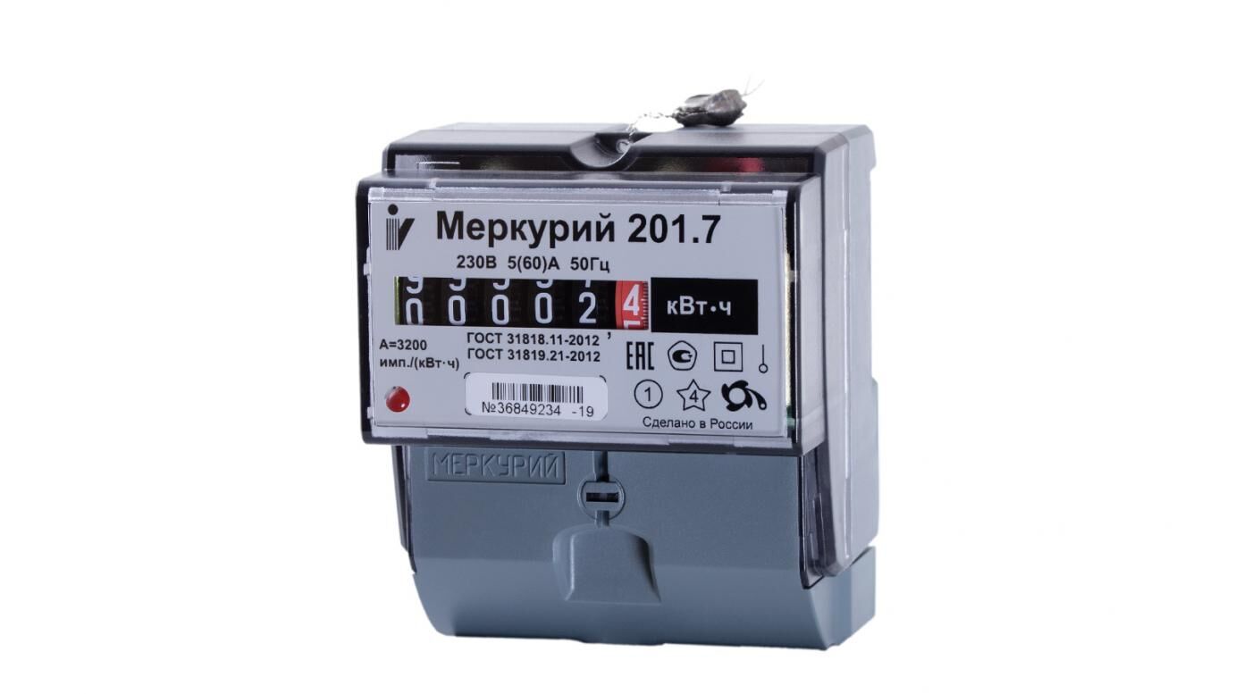Счетчик электроэнергии Меркурий 201.7 5(60) Т1 D 230В ОУ 1