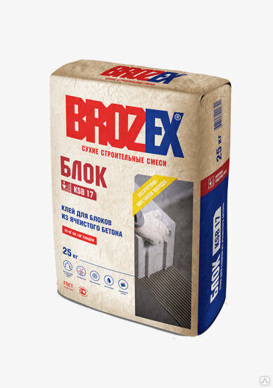 Клей для ячеистых блоков KSB 17 БЛОК, Brozex 25 кг 1/56