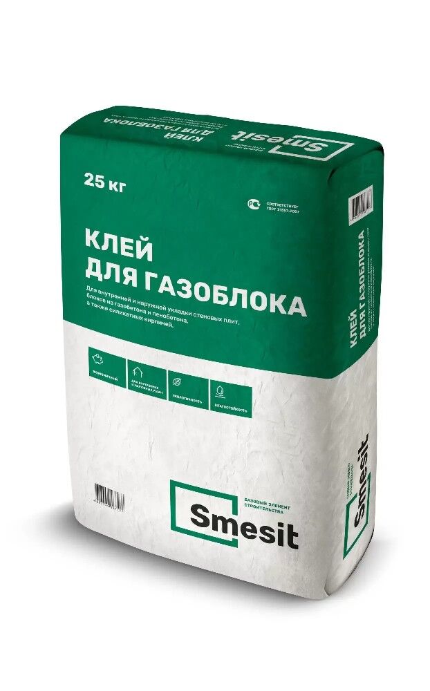 Клей для газоблока Smesit 25 кг 1/48