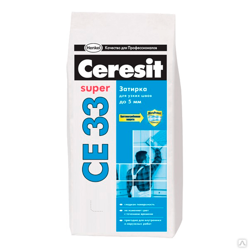 Затирка для швов CE 33 Super для узких швов до 5 мм Темно-коричневая 2 кг Церезит 1/12 (2092525)