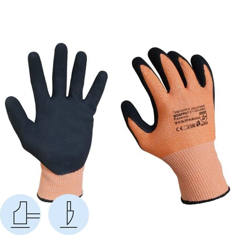 Перчатки Scaffa DY1350S-OR/BLK для защиты от порезов с нитриловым покрытием (класс 13, размер 9, L)