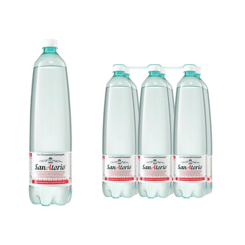 Вода минеральная СанАторио газированная 1.5 л (6 штук в упаковке) Санаторио