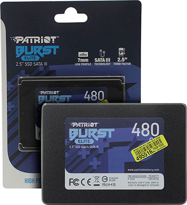 Накопитель SSD Patriot SATA III 480Gb PBE480GS25SSDR Burst Elite 2.5''