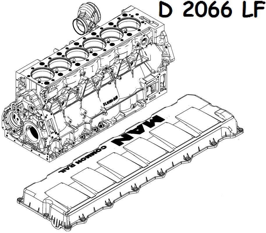 Двигатель Ман D2066LF01 316kw EU3 CR UNG EVB, MAN 81005066190, 81.00506-6190