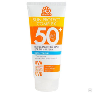 Крем солнцезащитный SolBianca SPF 50 для лица и тела, водостойкий, солнцезащитный (200 мл) 