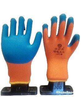 Перчатки зима оранжево-голубой