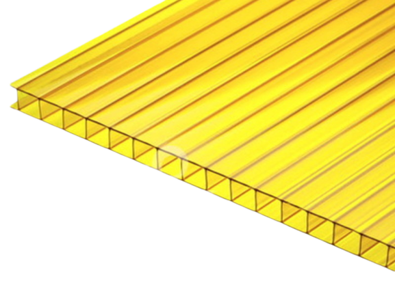 Поликарбонат сотовый желтый 4 мм 2100х12000 мм