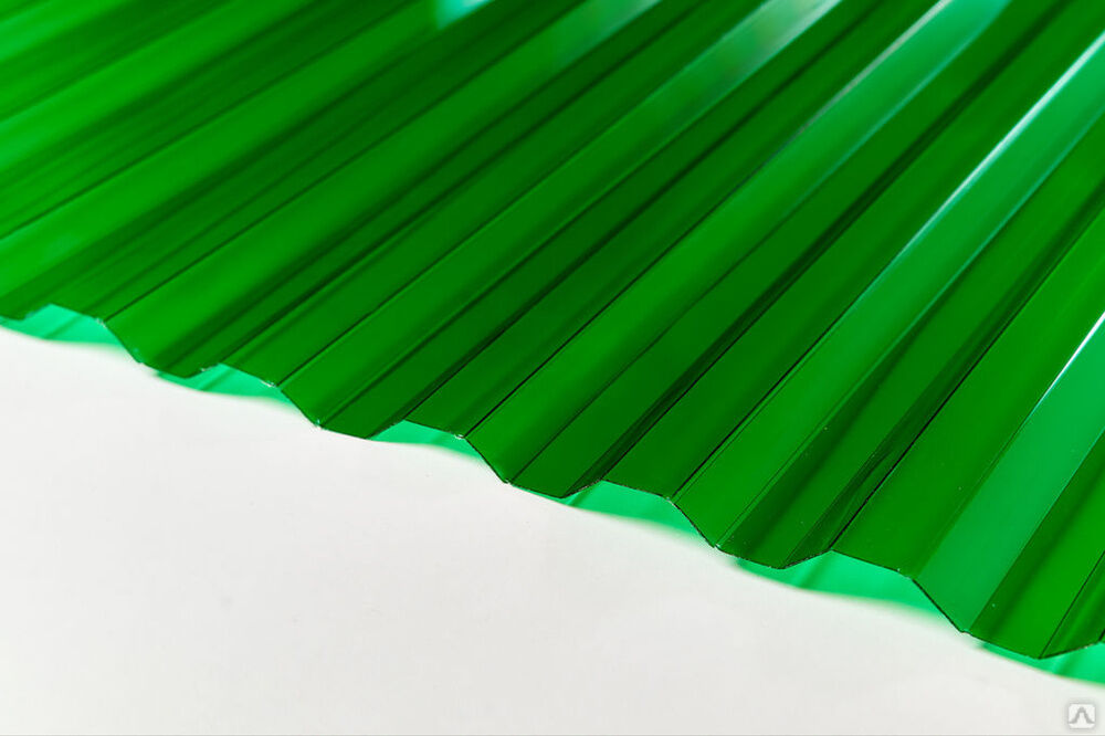 Профилированный поликарбонат зеленый 1,3мм 1050x2000мм "Borrex" Прозрачный шифер