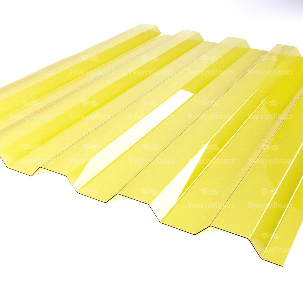 Профилированный поликарбонат желтый 1.3мм 1050x2000мм "Borrex" Прозрачный шифер