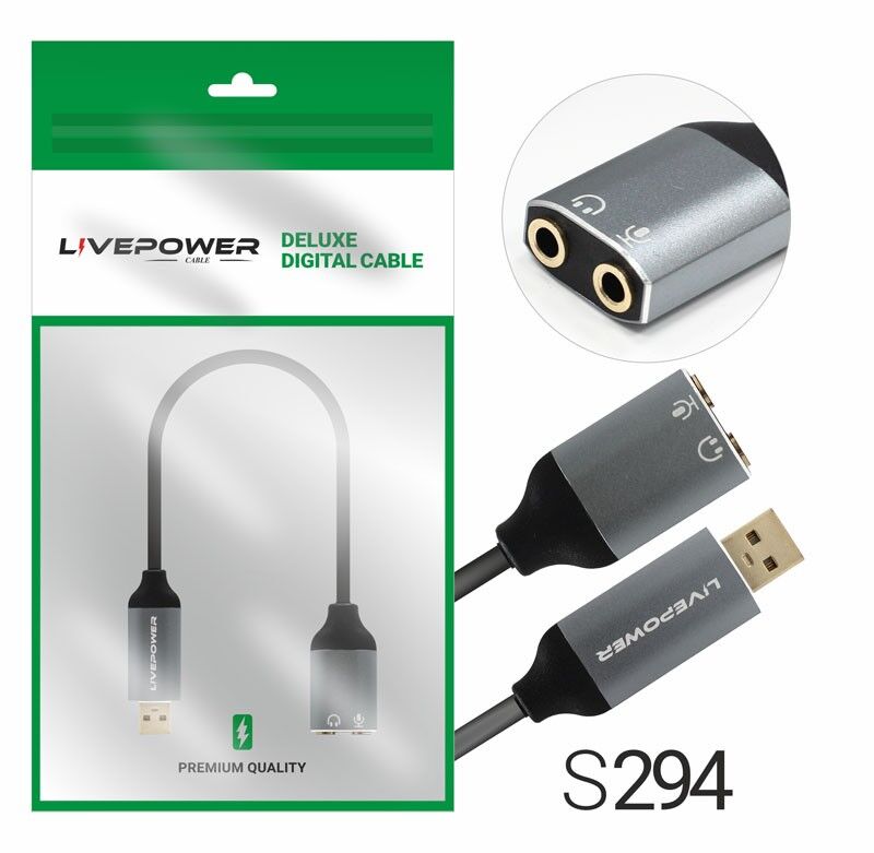 Кабель Аудио Premium H269 USB to 3,5mm/2F (микрофон+гарнитура) 200mm (20pcs)