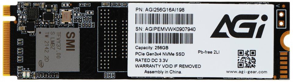 Накопитель SSD Patriot AGi PCI-E 3.0 x4 256Gb AGI256G16AI198 AI198 M.2 2280