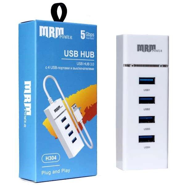 USB-разветвитель (Хаб) H304 4USB Ports 3.0 (White)