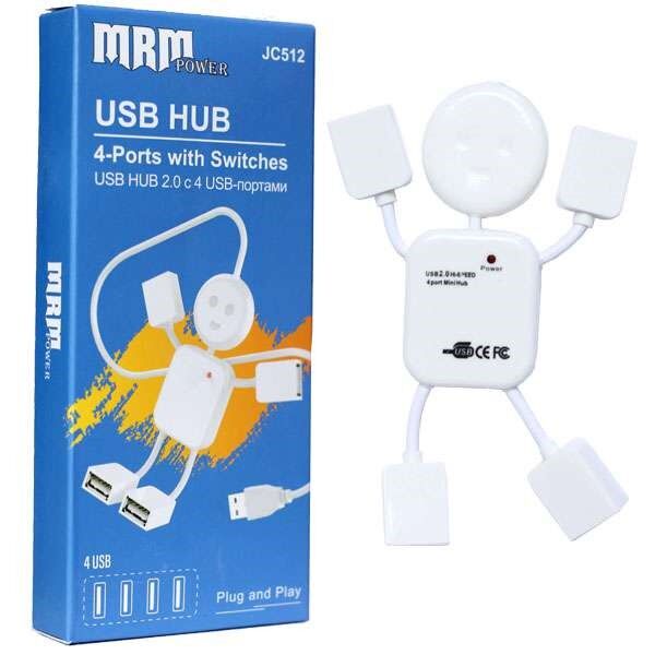 USB-разветвитель (Хаб) JC512 4USB Ports 2.0 (White) (10pcs)