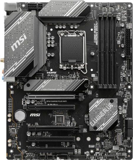Материнская плата MSI B760 GAMING PLUS WIFI Soc-1700 Intel B760 4xDDR5 ATX AC'97 8ch(7.1) 2.5Gg+HDMI+DP