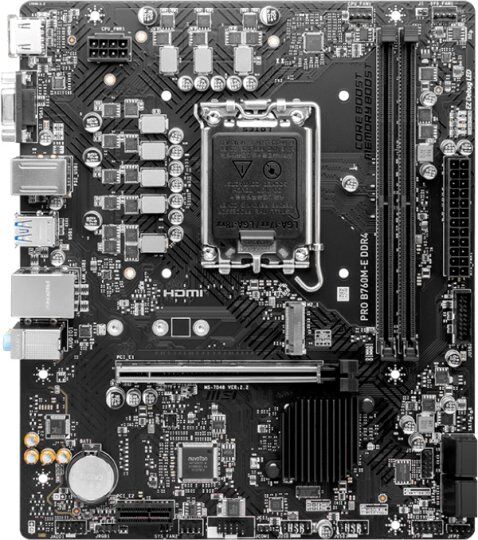 Материнская плата MSI PRO B760M-E DDR4 Soc-1700 Intel B760 2xDDR4 mATX AC'97 8ch(7.1) GbLAN+VGA+HDMI