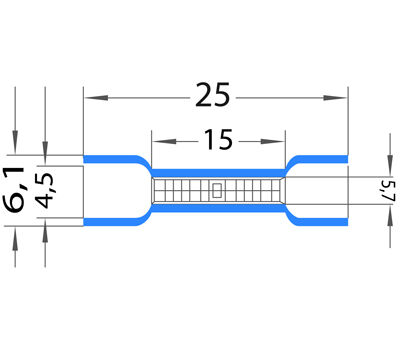 Соединительная гильза изолированная L-26 мм 1.5-2.5 кв.мм (ГСИ 2.5/ГСИ 1,5-2,5) синяя "Rexant" 3