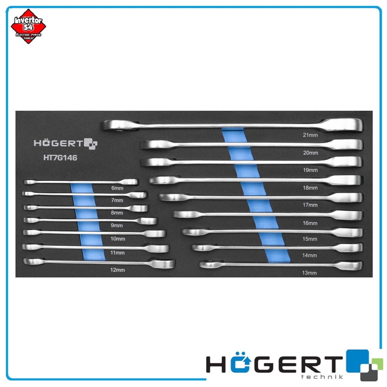 Набор рожково-накидных ключей HOEGERT с трещоткой HT7G146