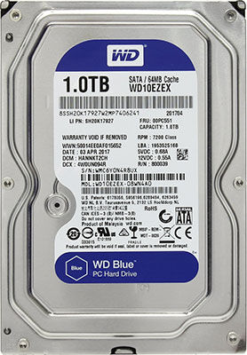 Жесткий диск HDD Western Digital Original SATA-III 1Tb WD10EZEX Caviar Blue (7200rpm) 64Mb 3.5''