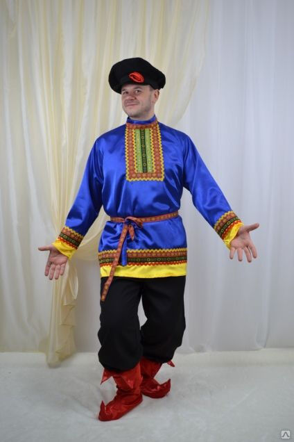 Русский народный костюм мужской синий