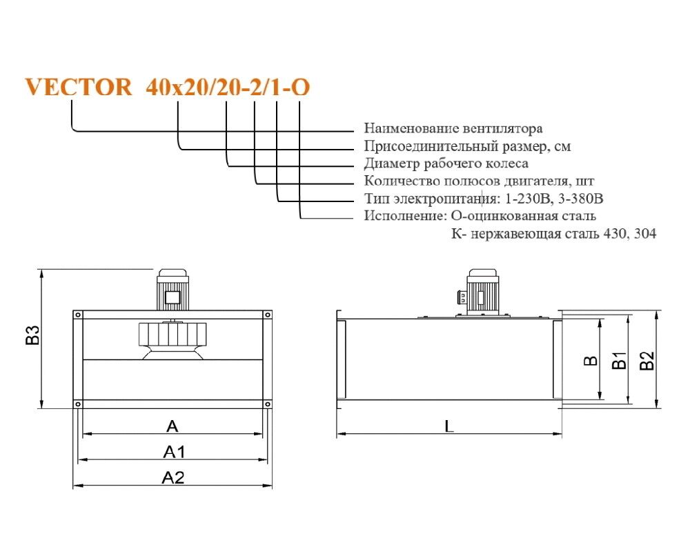 Вентилятор канальный прямоугольный АмурВент серии VECTOR 40х20/20-2/1 2