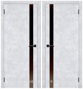 Тоскана бетон снежный / чёрное стекло межкомнатная дверь покрытие экошпон. Производство Россия. #1
