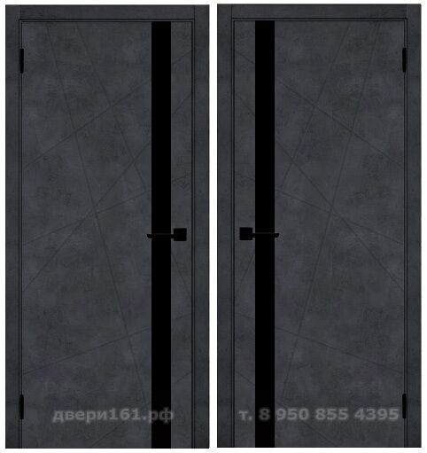 Тоскана бетон графит чёрное стекло межкомнатная дверь покрытие экошпон. Производство Россия.