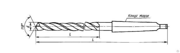 Сверло длинное с коническим хвостовиком ф14,0 мм ГОСТ 12121-77