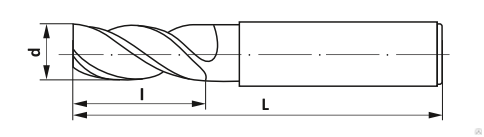 Фреза концевая с цилиндрическим хвостовиком твердосплавная ф12 L=75 Z4 ZrN по нержавеющей стали и титану 2