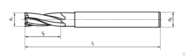 Фреза концевая твердосплавная ВК8 с цилиндрическим хвостовиком ф 10 мм z=4