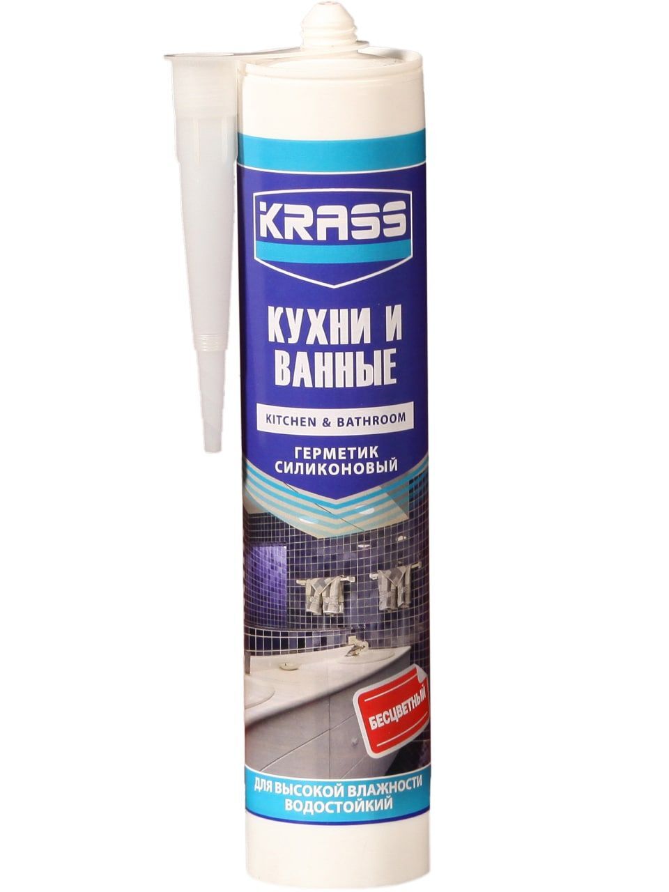 Герметик силиконовый KRASS для кухни и ванны бесцветный 300 мл Krass