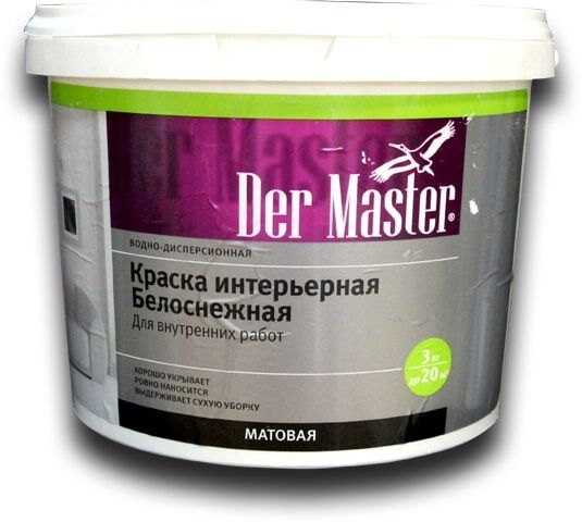 Краска интерьерная белоснежная Der Master 3 кг