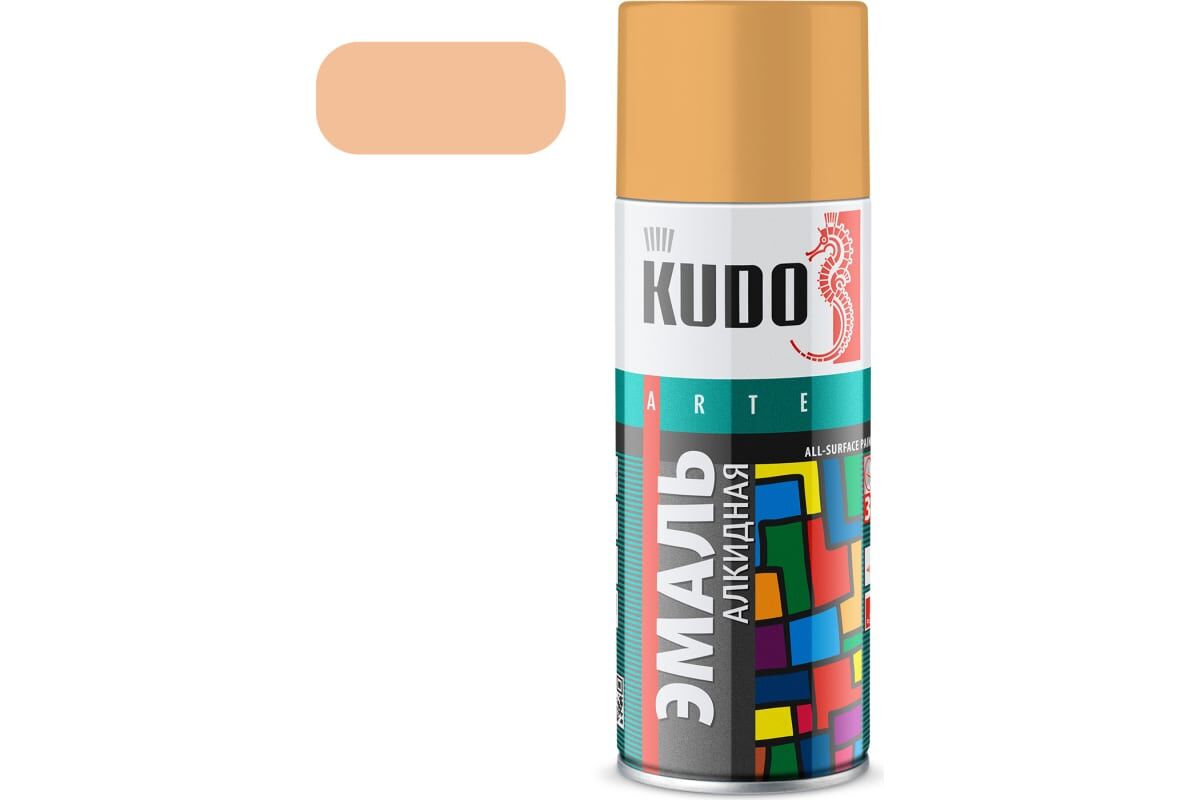 Аэрозольная краска KUDO алкидная универсальная глянцевая бежевая KU-1009