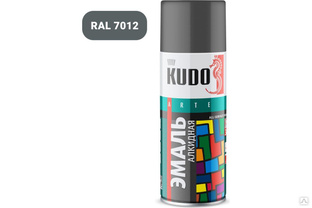 Аэрозольная краска KUDO алкидная универсальная глянцевая темно-серая KU-1016 