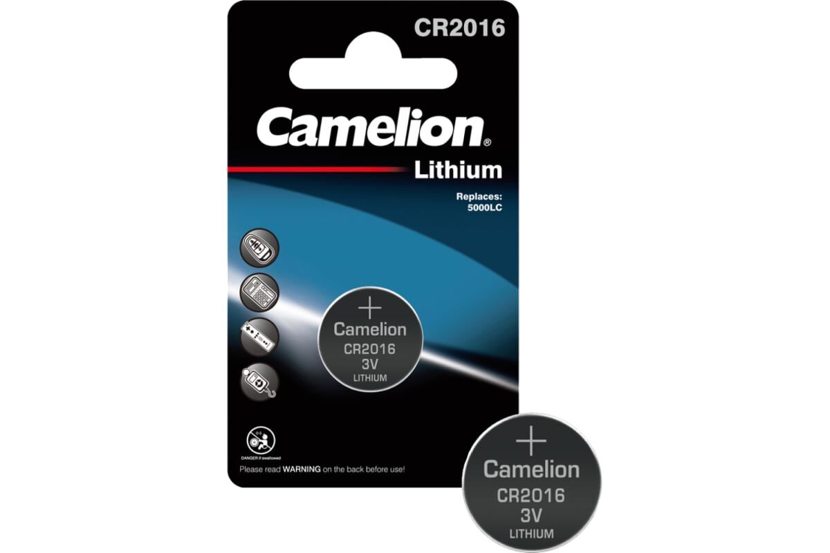 Элемент питания литиевый CR2016 BL-1 (блист.1шт) Camelion