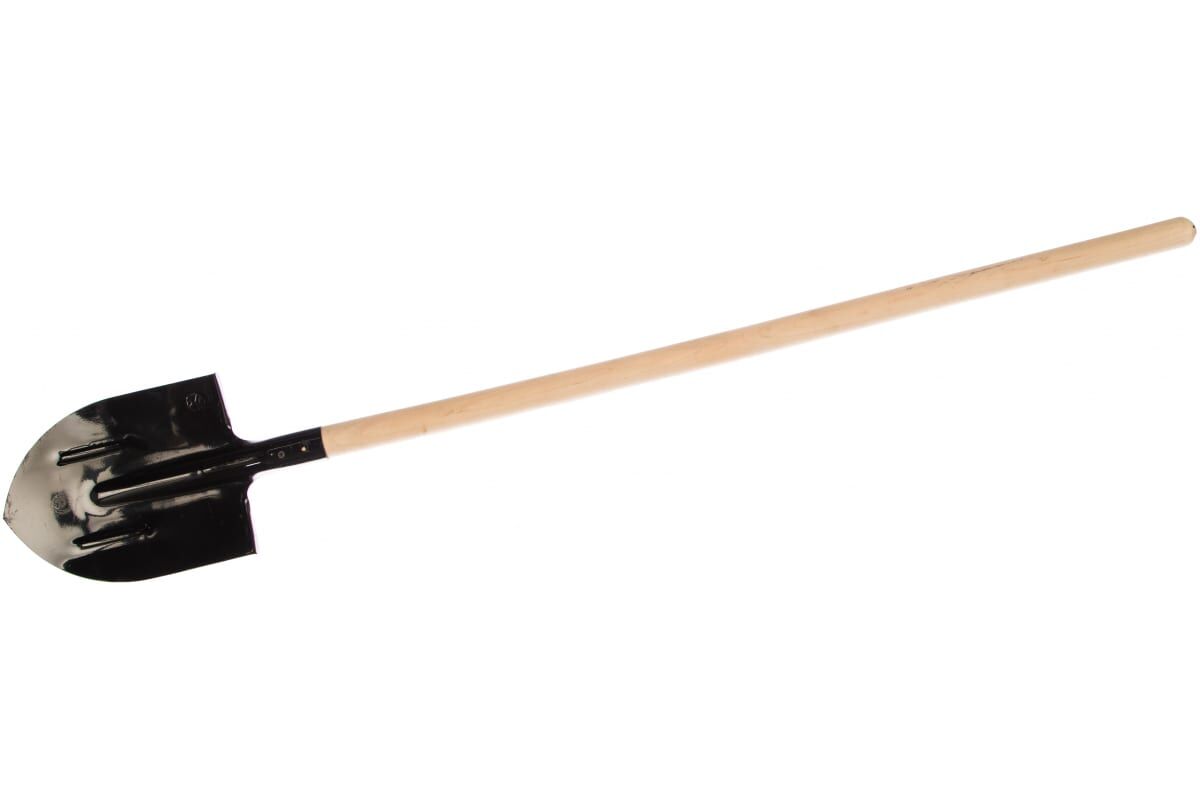Лопата штыковая с ребрами жесткости 205×275×1400 мм деревянный черенок Россия 61413