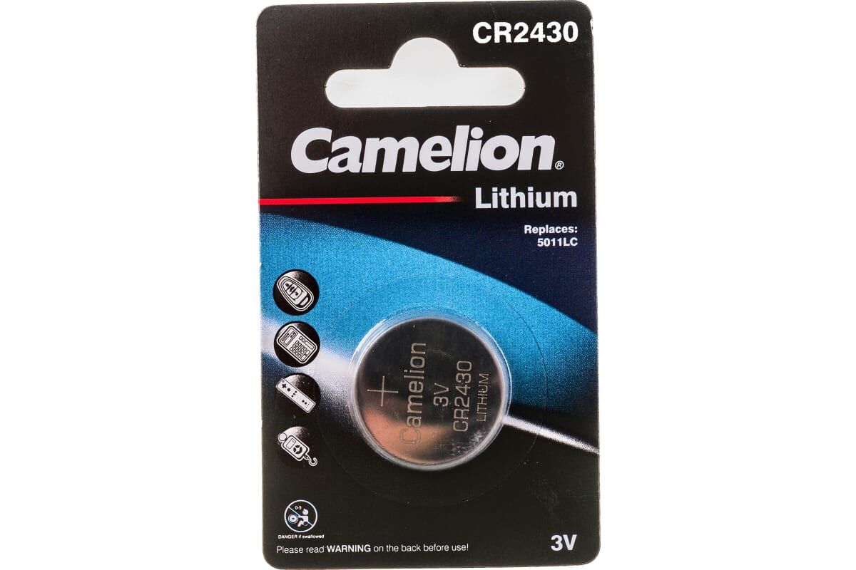 Элемент питания литиевый CR2430 BL-1 (блист.1шт) Camelion