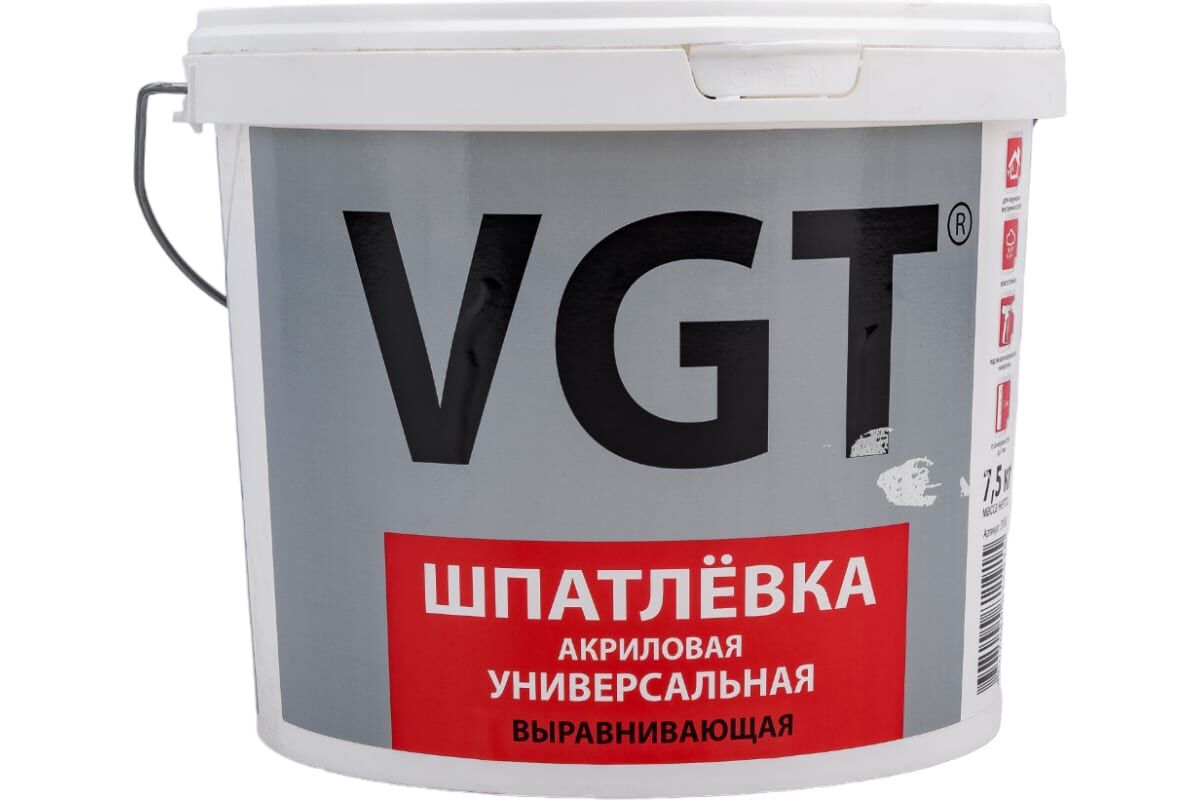 Шпатлевка для наружных и внутренних работ влагостойкая 7,5 кг VGT