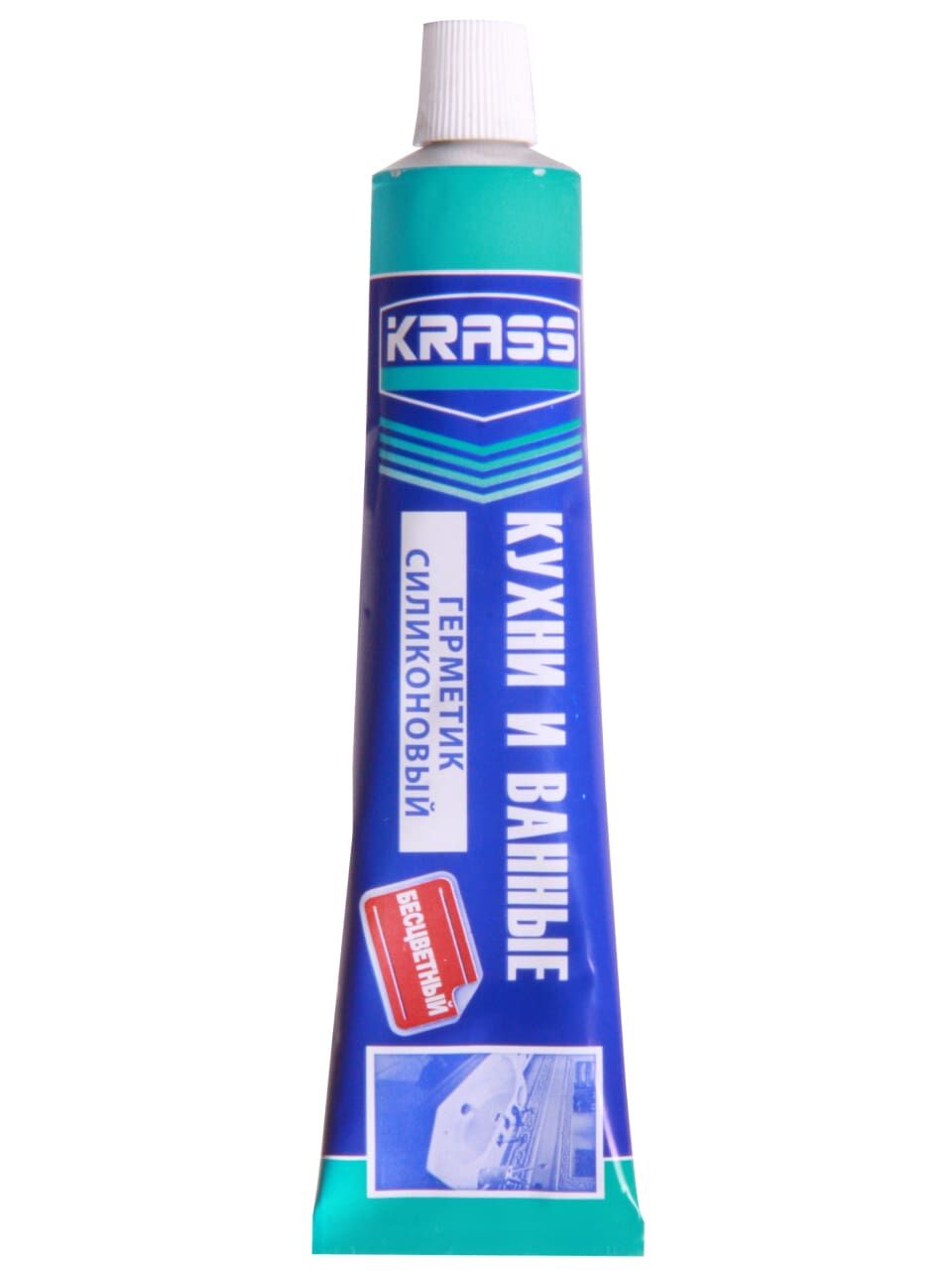 Герметик силиконовый KRASS для кухни и ванны бесцветный 115 мл Krass