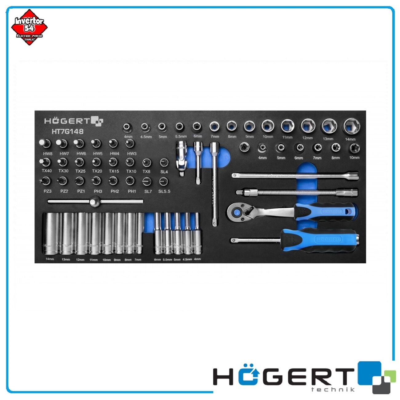 Набор инструментов HOEGERT с трещоткой HT7G148
