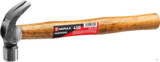 Молоток-гвоздодёр MIRAX 450 г, деревянная рукоятка 