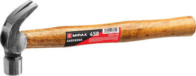 Молоток-гвоздодёр MIRAX 450 г, деревянная рукоятка