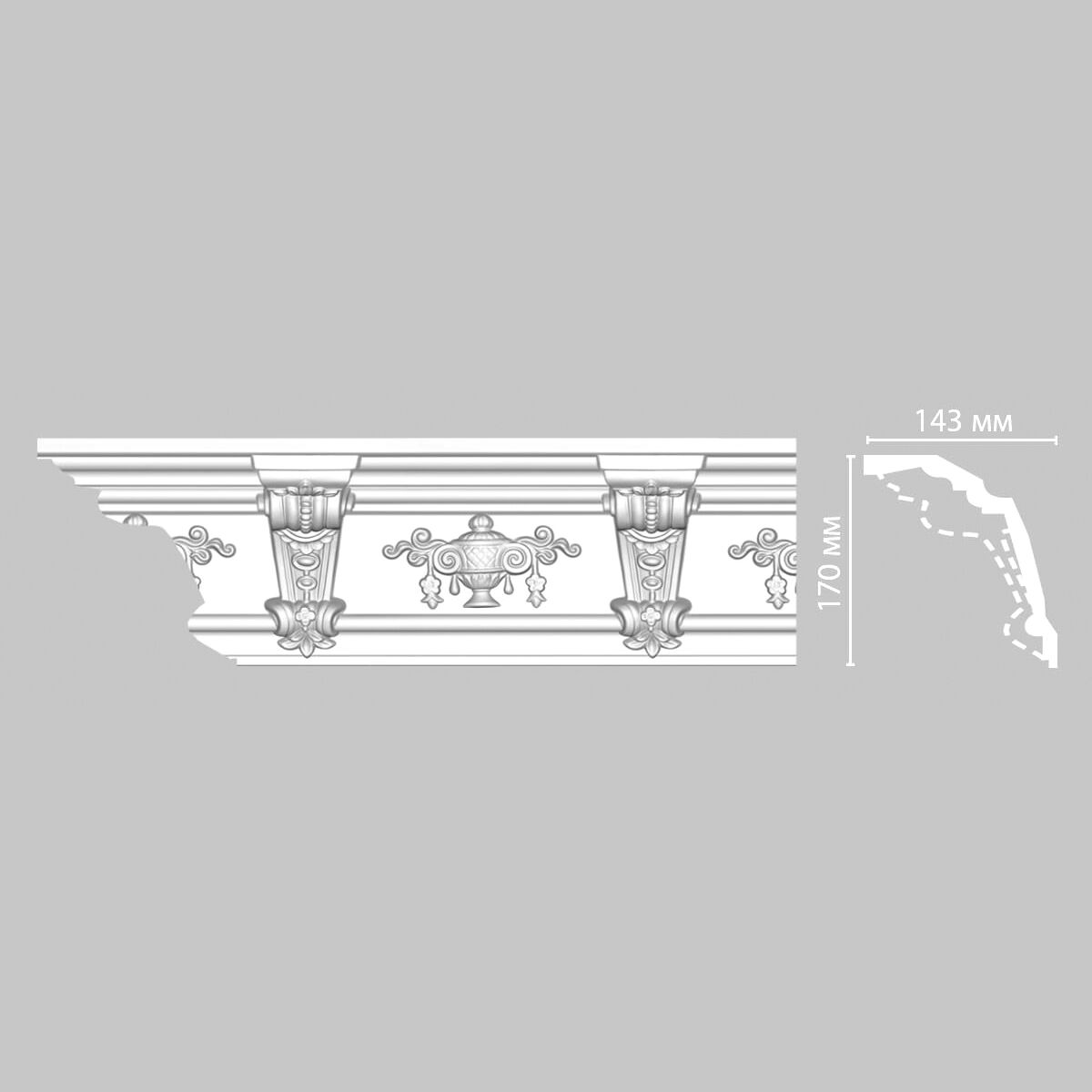 Плинтус потолочный с рисунком DECOMASTER DT9885 (140*170*2400мм)
