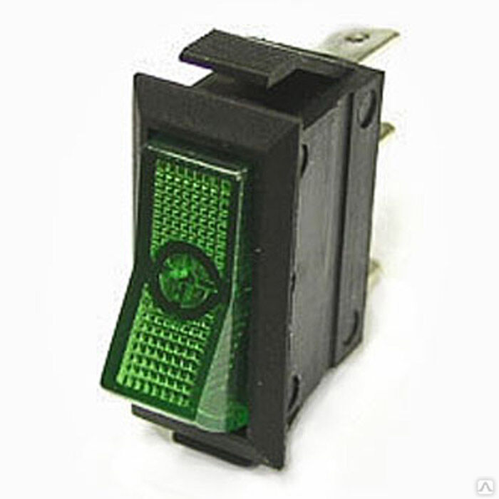 Переключатель клавишный Ruichi ASW-09-102, ON-ON, зелёный, без подсветки